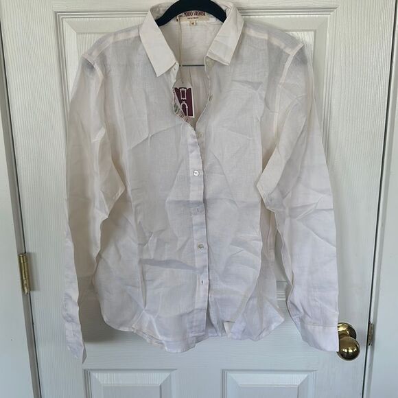 Emporio Sirenuse Light Wind Sparrow Shirt in White Linen Size Small NWT - Picture 3 of 5
